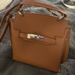 NEW PRICE SLASH! Kelly Styled petite Hermes  bag, Tan pebble Leather with strap